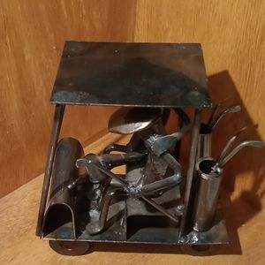 Recycle Scrap Metal Art Golf Cart
